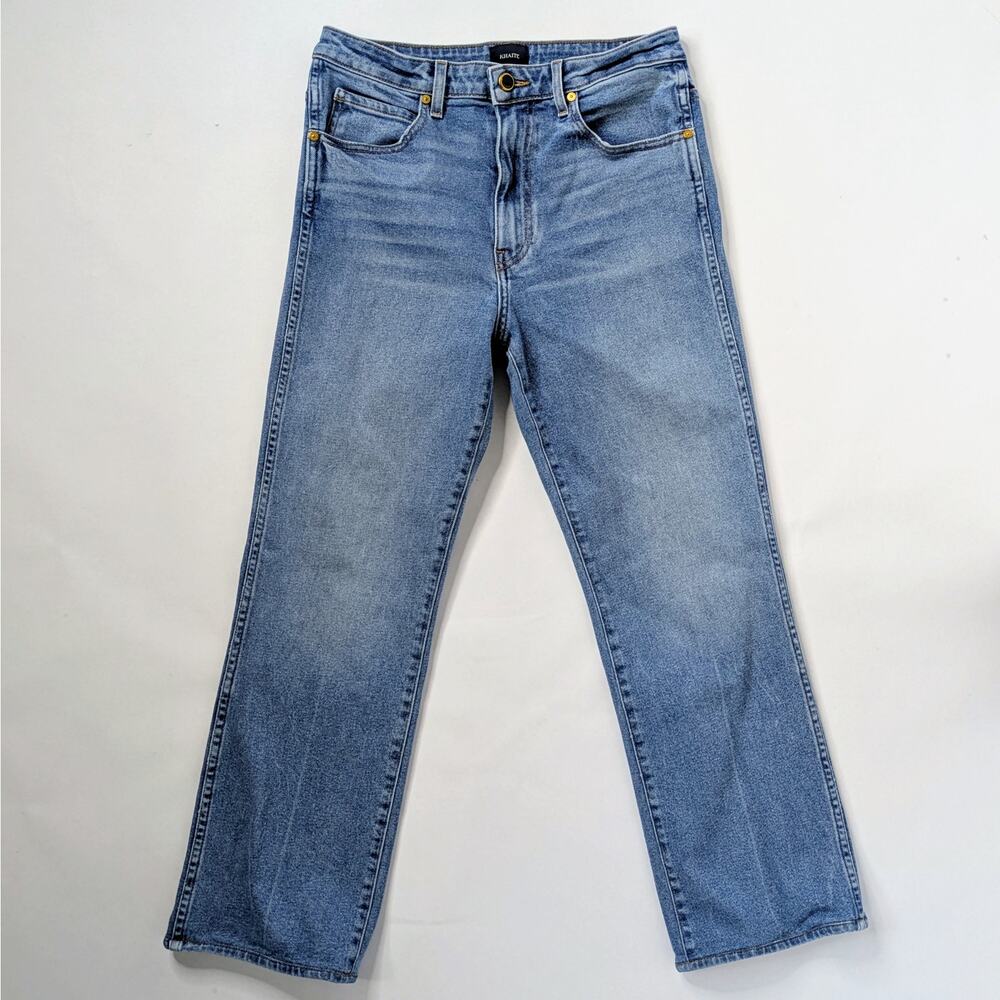 Khaite Vivian High Rise Straight Leg Crop Jeans 30 Blue Wash Cotton USA Made
